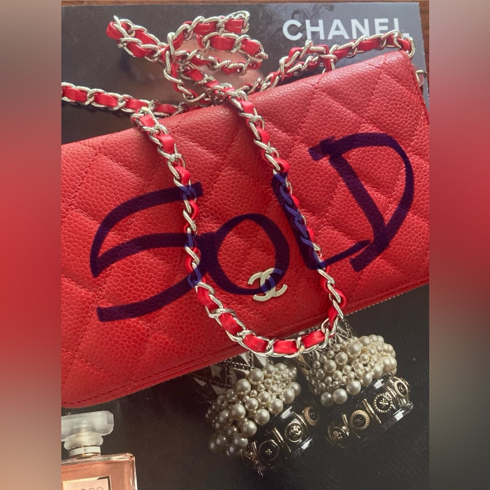 Chanel Red Crossbody Bag with Chain Strap